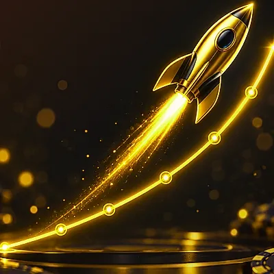 Golden crash game rocket launching along orange multiplier curve on cricket ID