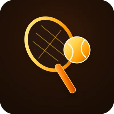 Golden tennis racket and glowing ball icon for live sports betting on cricket ID