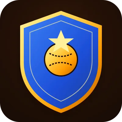Royal blue and gold cricket team shield crest for live match odds