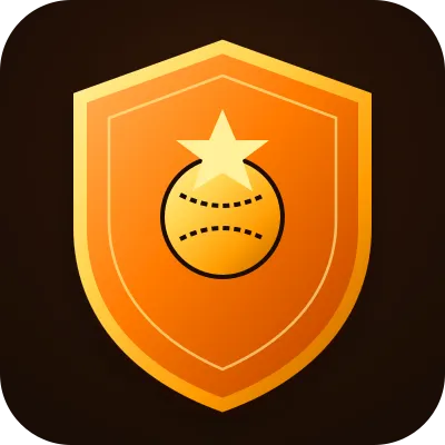 Championship yellow and gold lion shield crest for live cricket fixtures