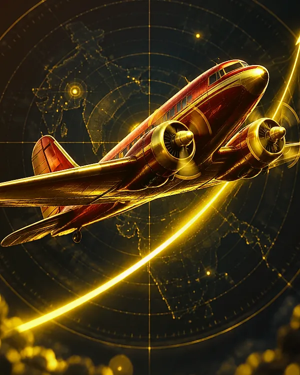 Aviator crash plane climbing a glowing orange and gold multiplier curve
